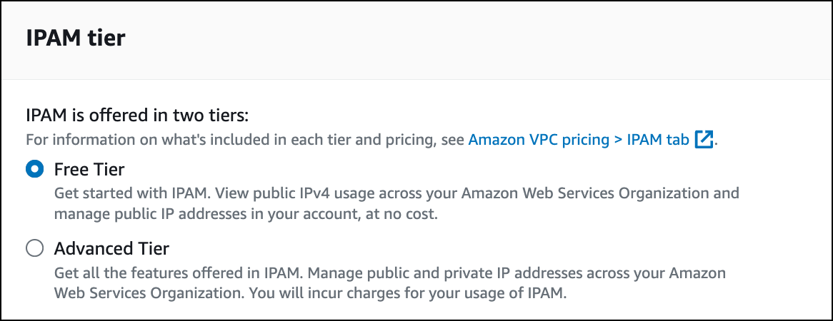 選擇 Free Tier (免付費服務)啟用 public IP insights 選擇 Free Tier (免付費服務)啟用 public IP insights