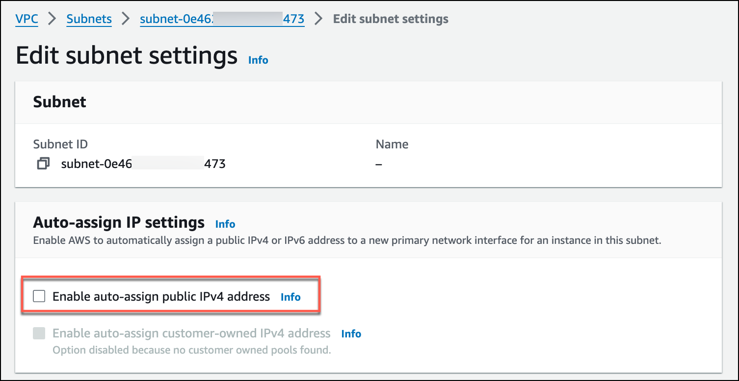 停用 VPC 子網路的自動分配 public IPv4 停用 VPC 子網路的自動分配 public IPv4